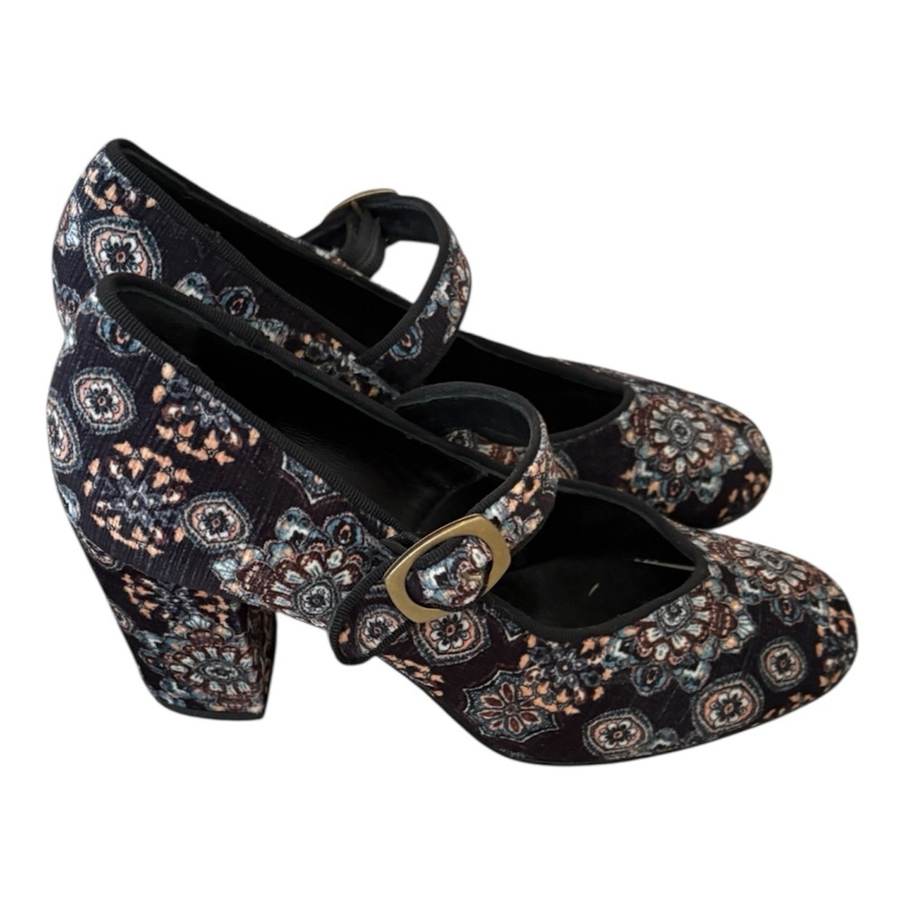 Sundance Catalog Beauty Beyond Floral Mary Jane Heels EU 38 Boho Italy - Picture 2 of 5
